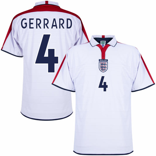 England Retro Home Gerrard 4 Shirt 2004-2005 Go Jersey