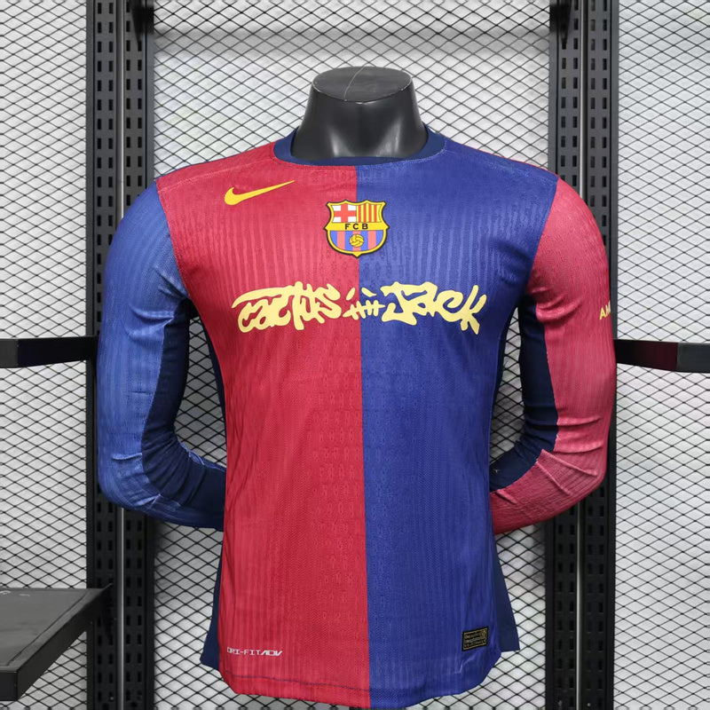 Barcelona Home Player Jersey X Travis Scott - Long Sleeve Go Jersey