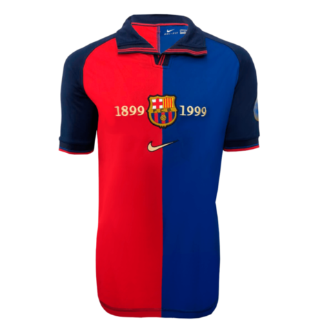 Barcelona 100 Years Retro Shirt 1999 Blue and Claret Go Jersey