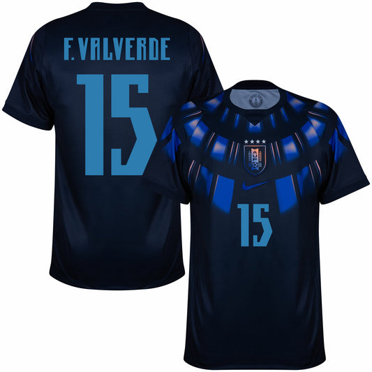 Uruguay Away Fan Jersey F. Valverde 15 Shirt 2026-2027 (Fan Style Printing) Go Jersey