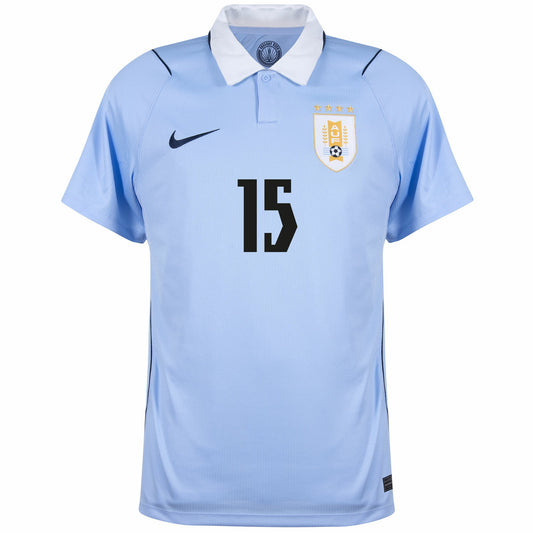 Uruguay Home F. Valverde 15 Fan Jersey Shirt 2026-2027 (Fan Style Printing)