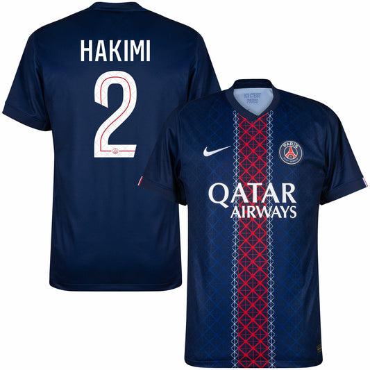 PSG Home Hakimi 2 Fan Jersey Shirt 2025-2026 (Champions League) Go Jersey