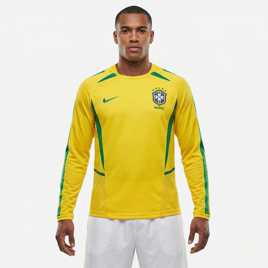 Jersey Brazil 2002 Home Retro Long Sleeve Go Jersey