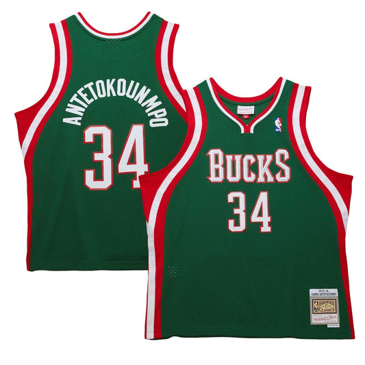 Giannis Antetokounmpo Milwaukee Bucks 2013/14 Hardwood Classics - Hunter Green