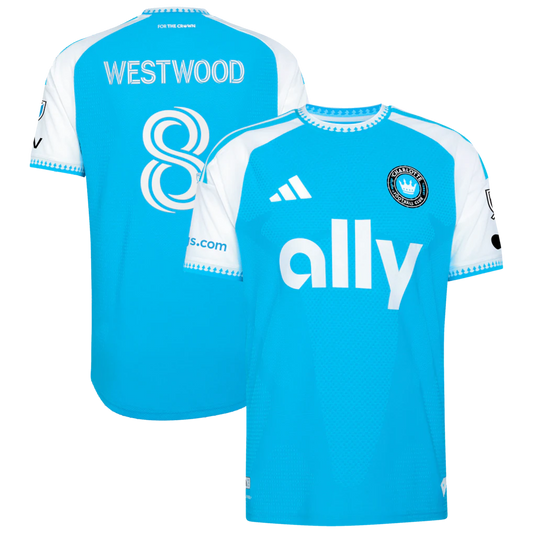 Ashley Westwood Charlotte FC 2026 Carolina Kit: Crowns Up On-Field Patch Jersey - Blue