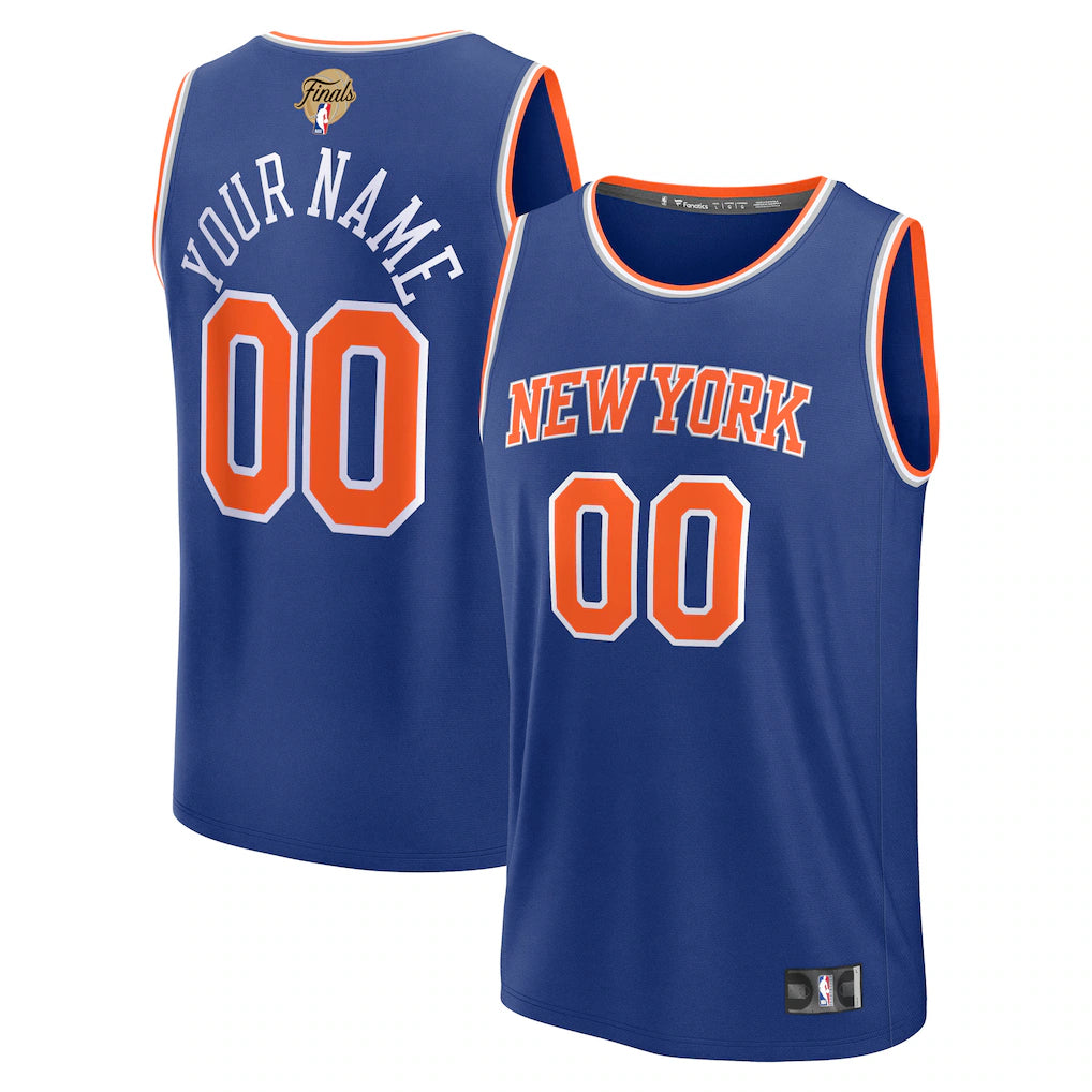 New York Knicks 2026 NBA Finals Patch Custom Jersey - Icon Edition - Blue