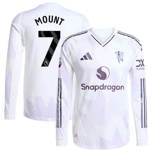 Mason Mount Manchester United 2025/26 Away Long Sleeve Player Jersey - White