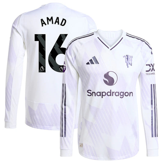 Amad Diallo Manchester United 2025/26 Away Long Sleeve Player Jersey - White