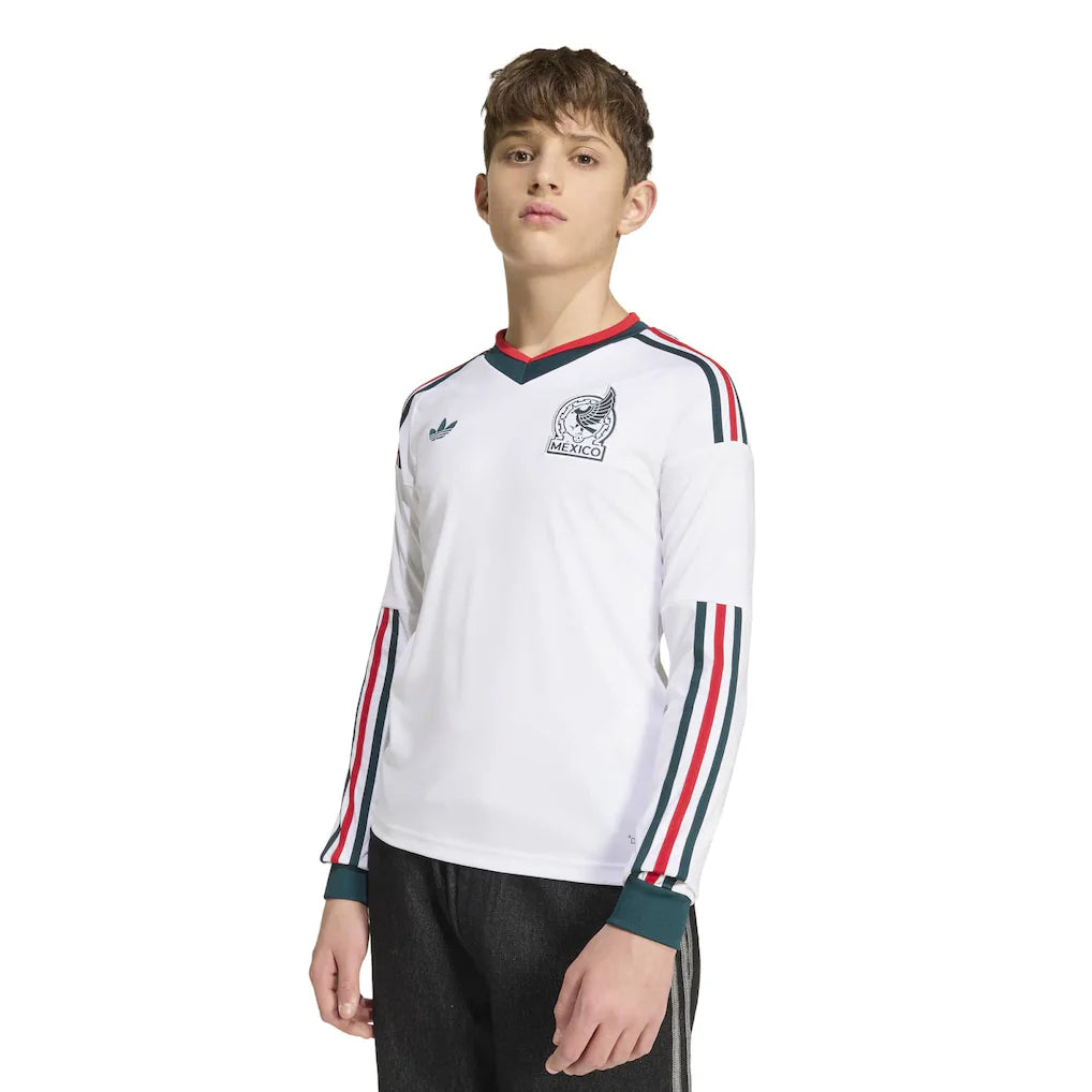 Mexico National Team adidas Youth 2026 Away Long Sleeve Jersey - White