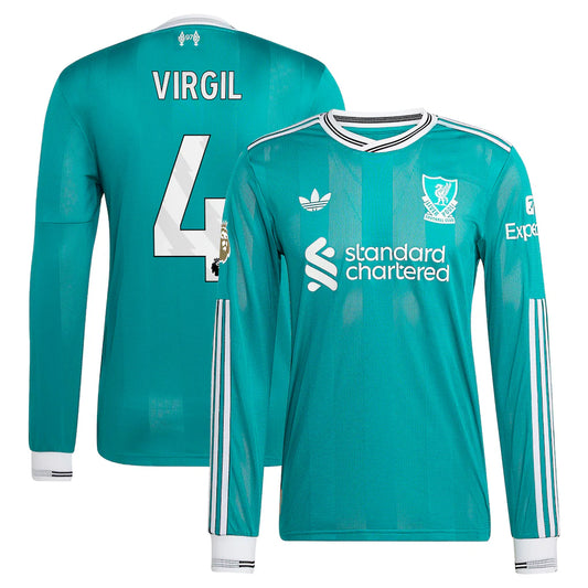 Virgil van Dijk Liverpool 2025/26 Third Long Sleeve Player Jersey - Green