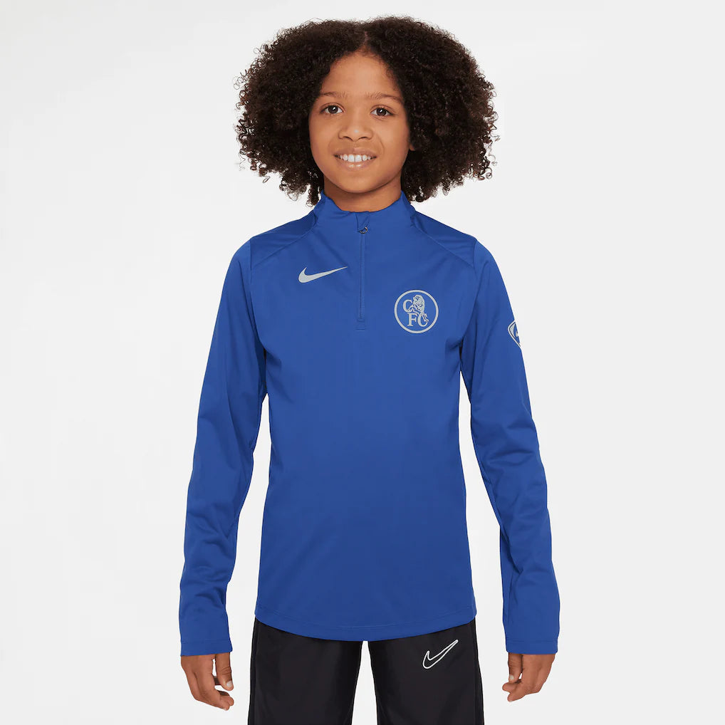 Chelsea Youth 2025/26 Strike Drill Quarter-Zip Dri-FIT Long Sleeve Top - Blue