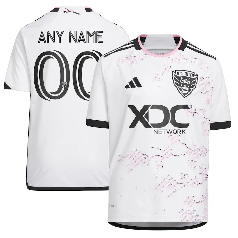 D.C. United adidas Youth 2023 The Cherry Blossom Kit Custom Jersey - White