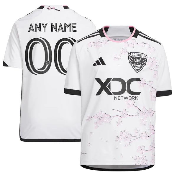 D.C. United adidas Youth 2023 The Cherry Blossom Kit Custom Jersey - White