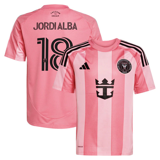 Jordi Alba Inter Miami CF adidas Youth 2025 Euforia Player Jersey - Light Pink