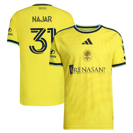 Andy Najar Nashville SC 2026 The Reverb Kit On-Field Patch Jersey - Yellow
