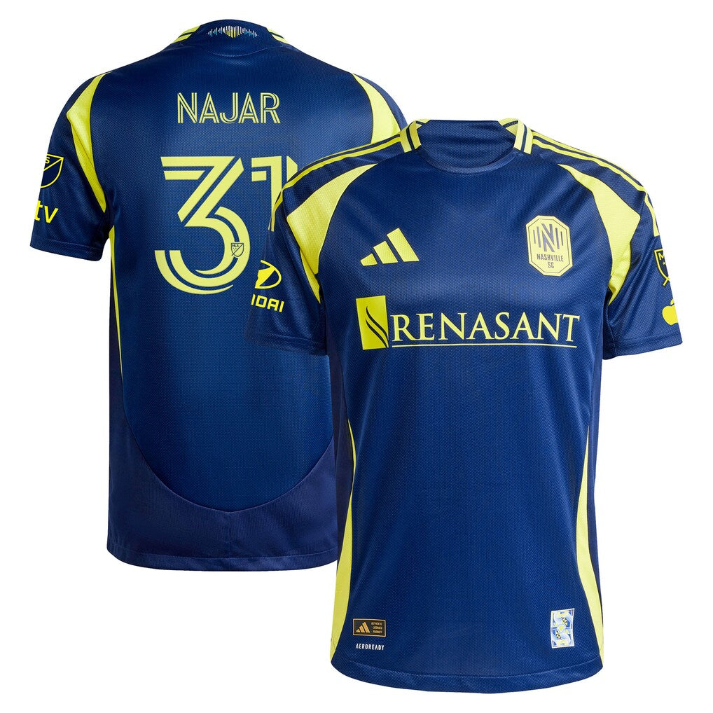 Andy Najar Nashville SC 2025 The Heart of Nashville Kit On-Field – Navy