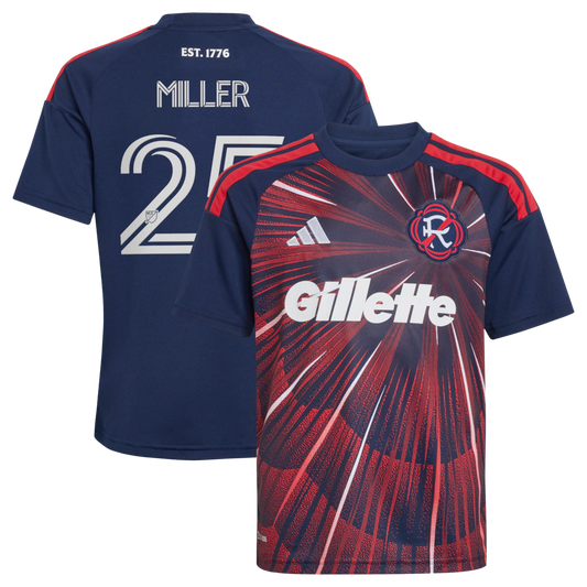 Peyton Miller New England Revolution adidas Youth 2026 Independence Day Jersey - Blue