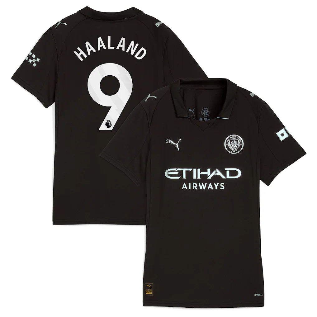 Erling Haaland Manchester City Puma Women's 2025/26 Away Player Jersey - Black