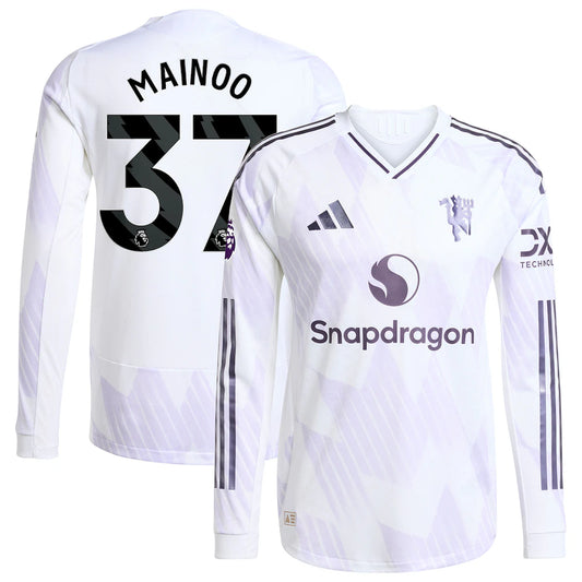 Kobbie Mainoo Manchester United 2025/26 Away Long Sleeve Player Jersey - White