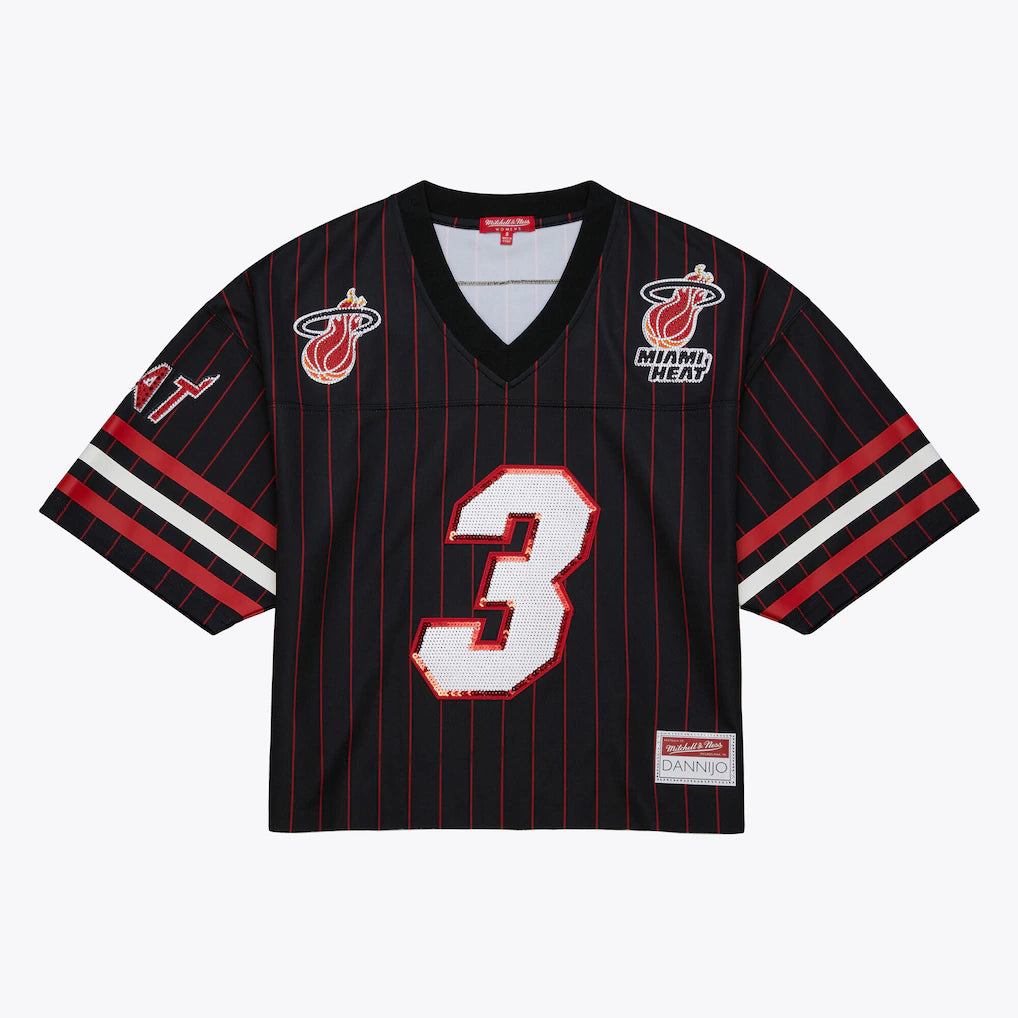 Dwyane Wade Miami Heat x DANNIJO Women's Cropped Football Fashion Jersey - Black