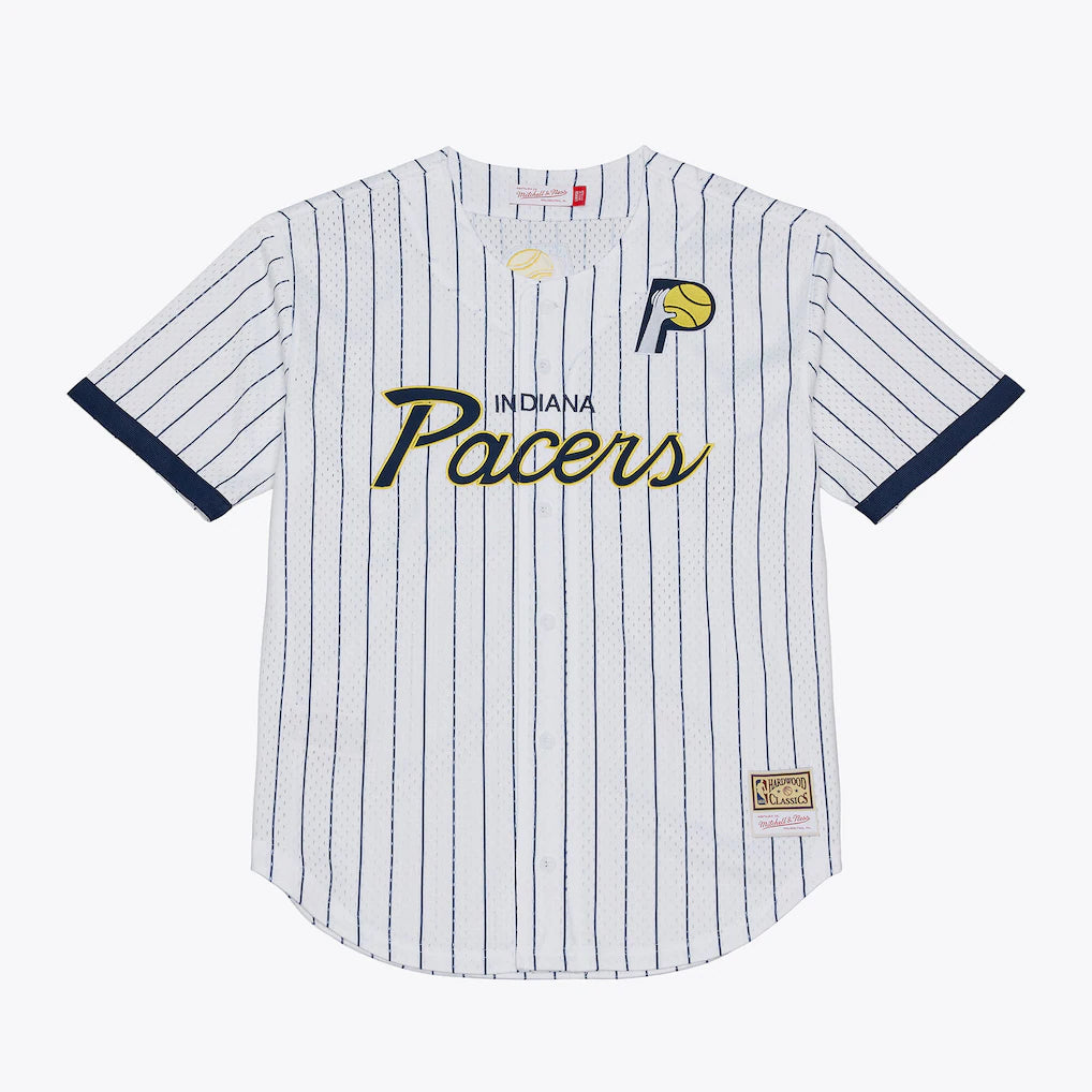 Indiana Pacers Head Coach Pinstripe Mesh Full-Button Baseball Jersey - White