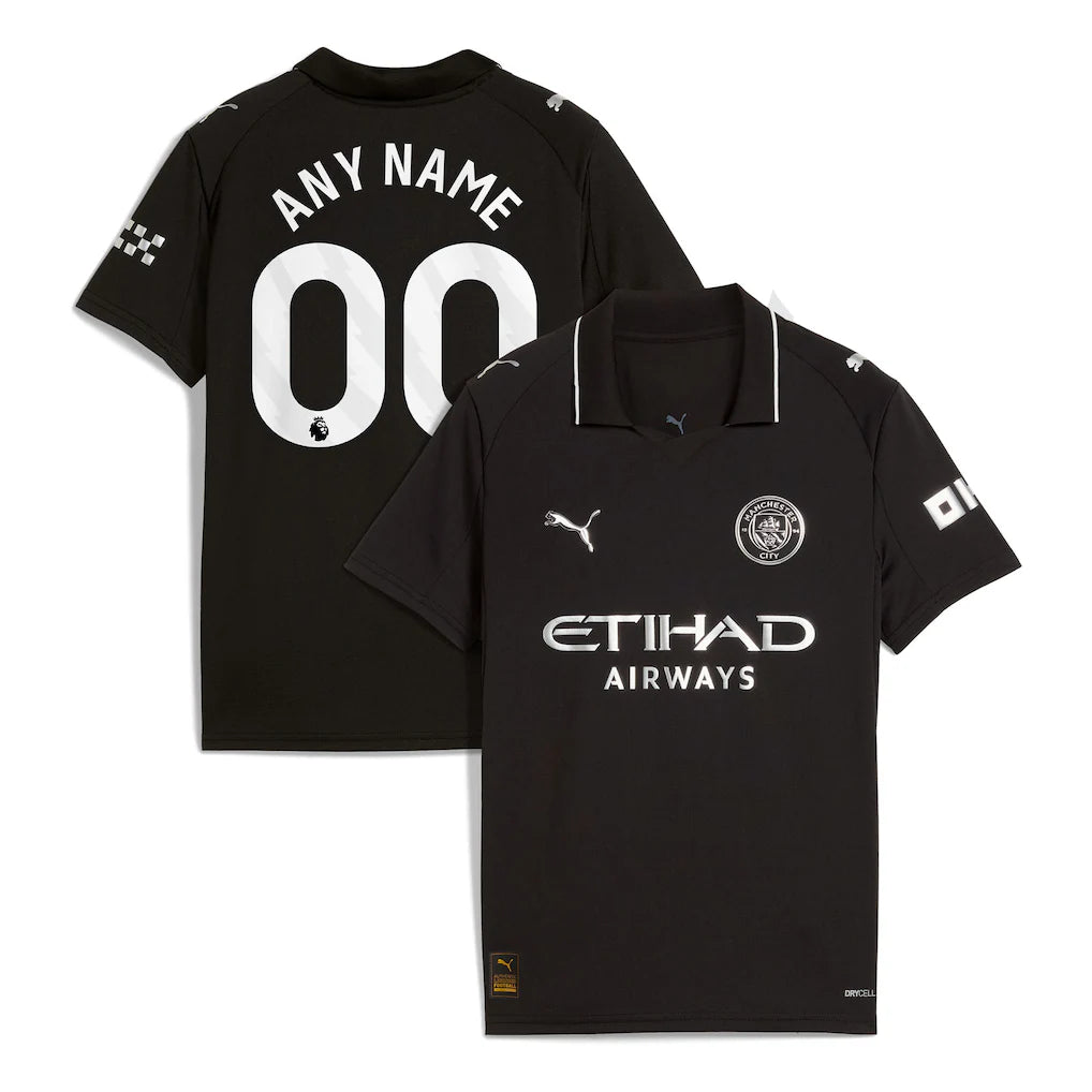 Manchester City Puma Youth 2025/26 Away Custom Jersey - Black