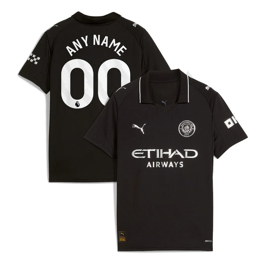Manchester City Puma Youth 2025/26 Away Custom Jersey - Black