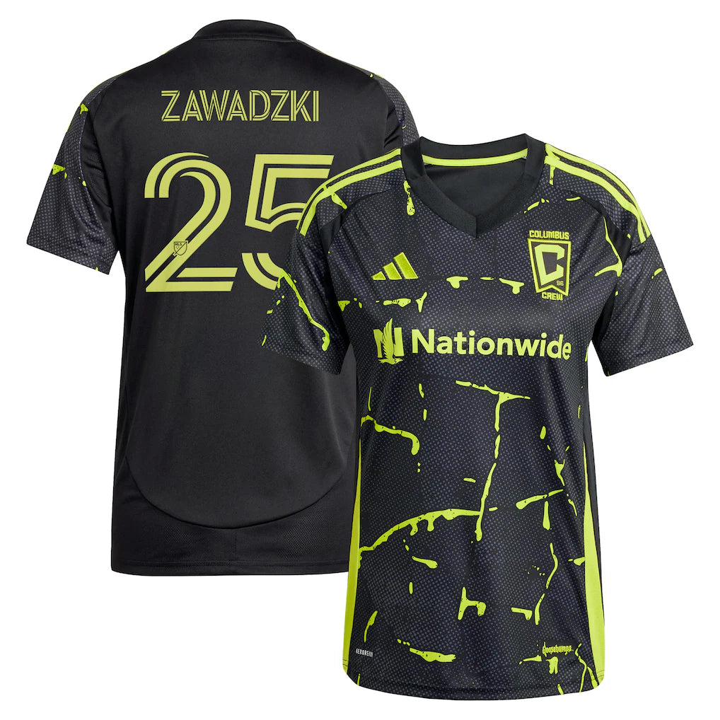 Sean Zawadzki Columbus Crew adidas Women's 2025 The Goosebumps Kit Player Jersey - Black