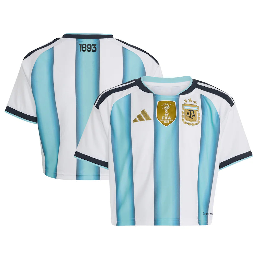 Argentina National Team adidas Women's Home 2022 Winners Cropped Jersey - White