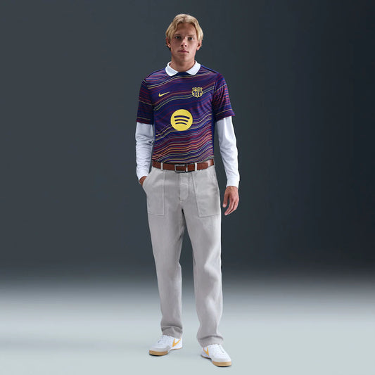 Barcelona Home 2025/26 Academy Pro Pre-Match Top - Navy