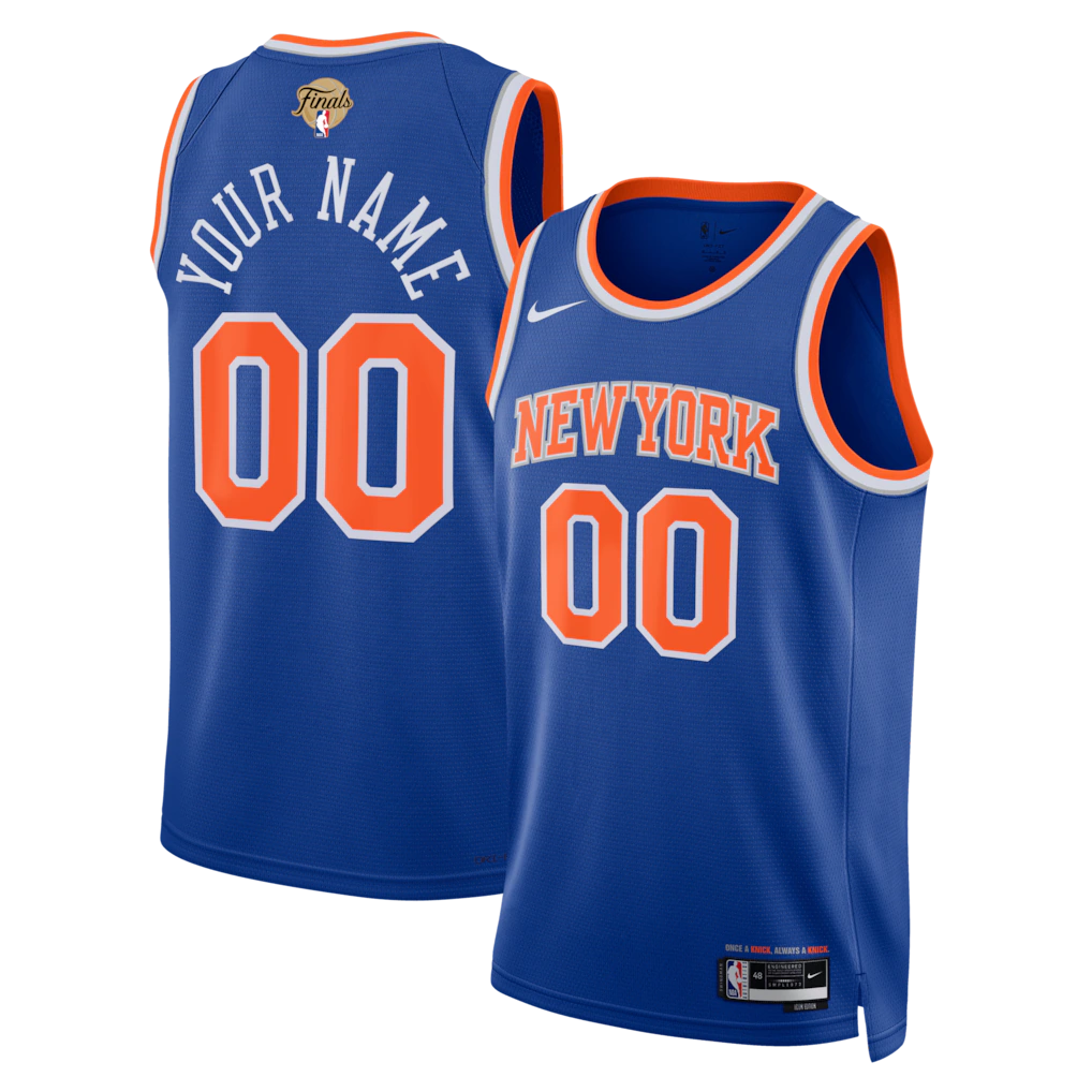 New York Knicks Unisex 2026 NBA Finals Patch Swingman Custom Jersey - Icon Edition - Blue