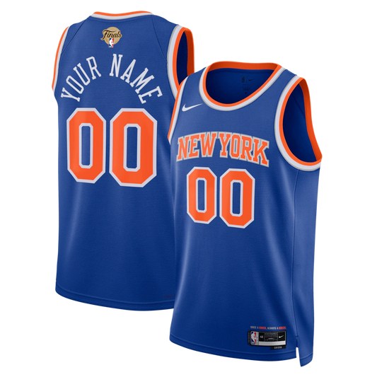 New York Knicks Unisex 2026 NBA Finals Patch Swingman Custom Jersey - Icon Edition - Blue
