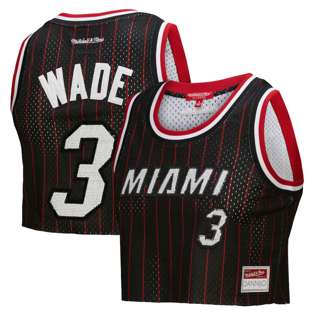 Dwyane Wade Miami Heat x DANNIJO Women's Fashion Cropped Basketball Jersey - Black
