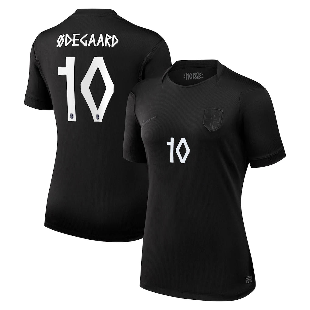 Martin Ødegaard Norway National Team Nike Women's 2026 Away Stadium Jersey - Black