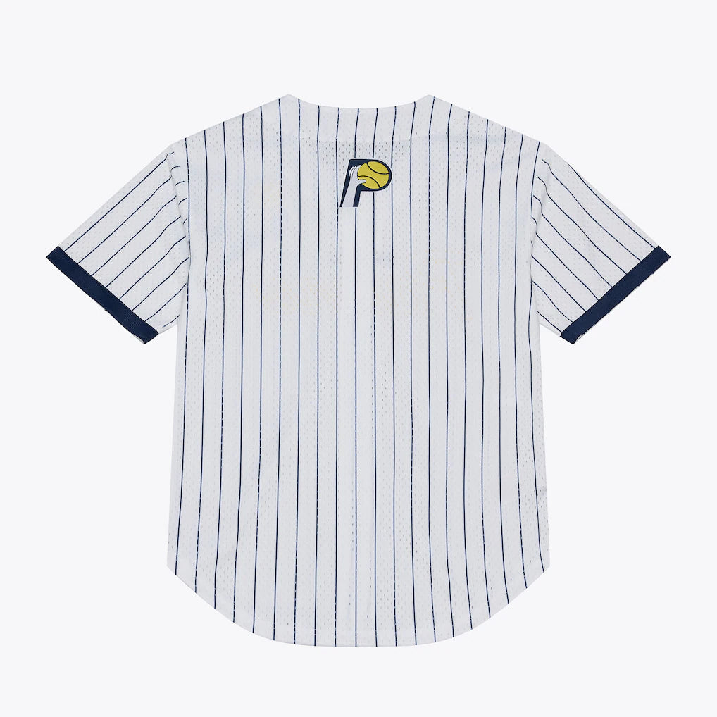 Indiana Pacers Mitchell & Ness Head Coach Pinstripe Mesh Full-Button Baseball Jersey - White