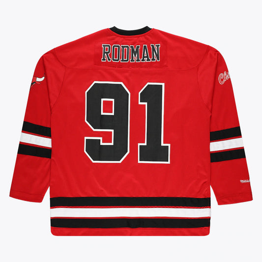 Dennis Rodman Chicago Bulls Mitchell & Ness Big & Tall NBA Hockey Jersey - Red