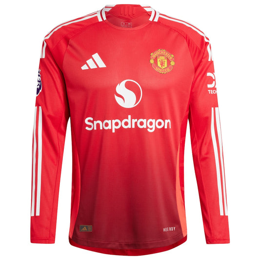 Manchester United adidas 2024/25 Home Authentic Custom Long Sleeve Jersey - Red