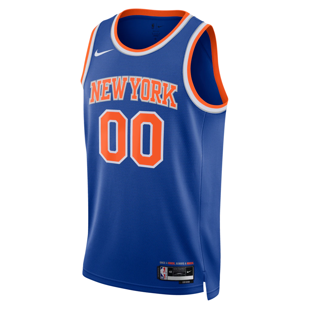 New York Knicks Nike Unisex 2026 NBA Finals Patch Swingman Custom Jersey - Icon Edition - Blue