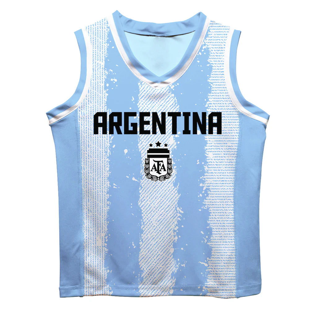 Lionel Messi Argentina National Team Vive La Fete  Mesh Basketball Jersey - Light Blue