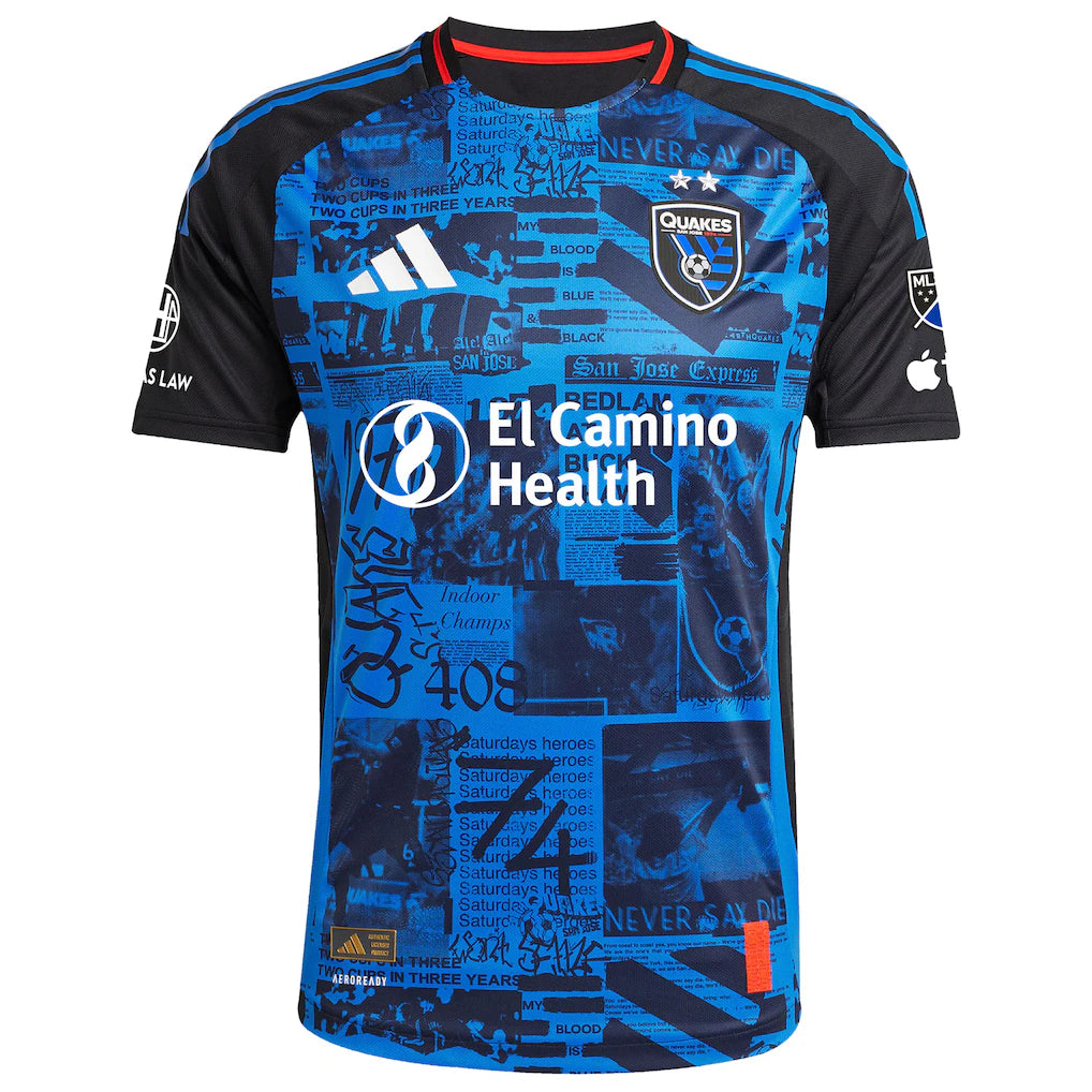 Cristian Espinoza San Jose Earthquakes adidas 2025 Headliner Authentic Player Jersey - Black