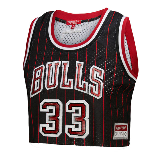 Scottie Pippen Chicago Bulls Mitchell & Ness x DANNIJO Women's Fashion Cropped Basketball Jersey - Black