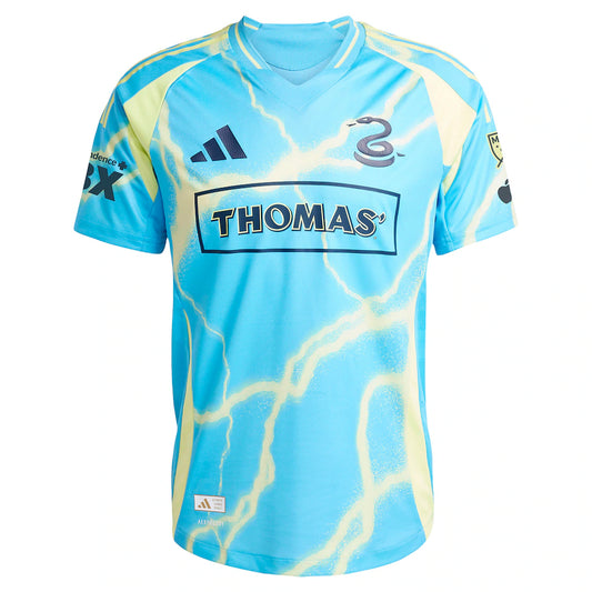 Quinn Sullivan Philadelphia Union adidas 2025 The Voltage Kit Authentic Player Jersey - Blue