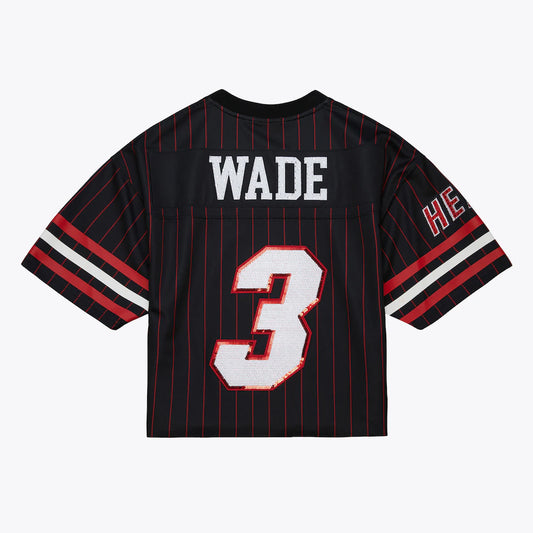 Dwyane Wade Miami Heat Mitchell & Ness x DANNIJO Women's Cropped Football Fashion Jersey - Black