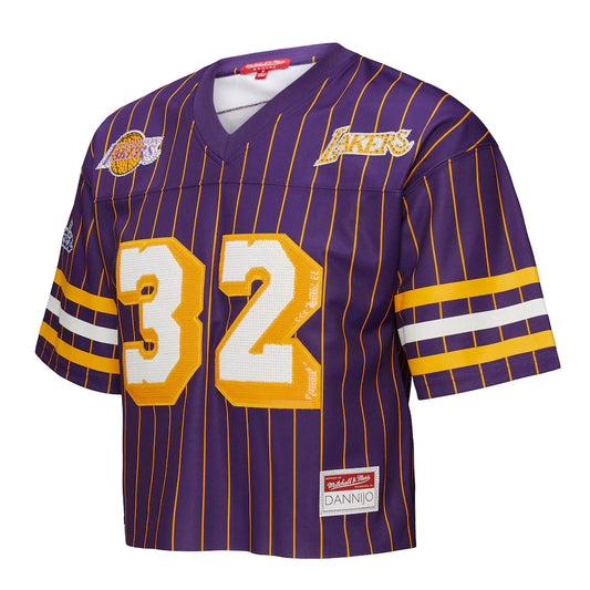 Magic Johnson Los Angeles Lakers Mitchell & Ness x DANNIJO Women's Cropped Football Fashion Jersey - Purple