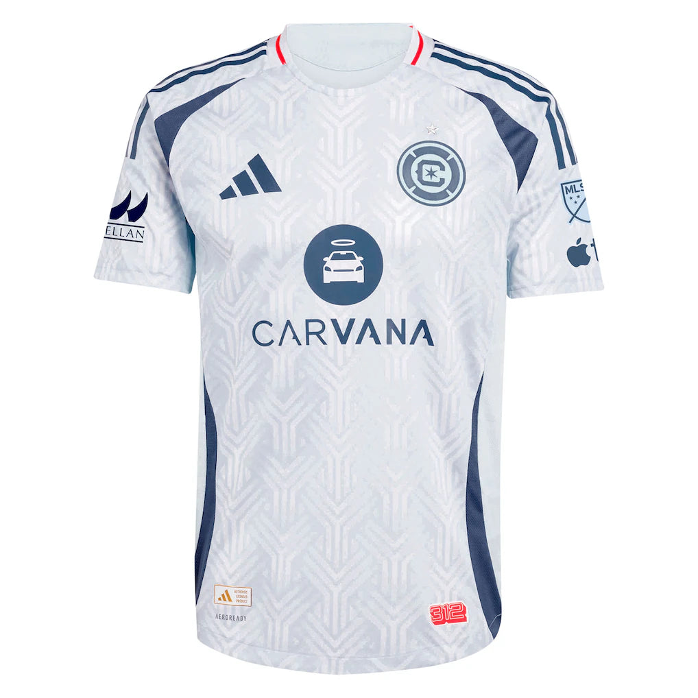 Philip Zinckernagel Chicago Fire adidas 2025 The Municipal Kit On-Field Authentic Jersey – Light Blue