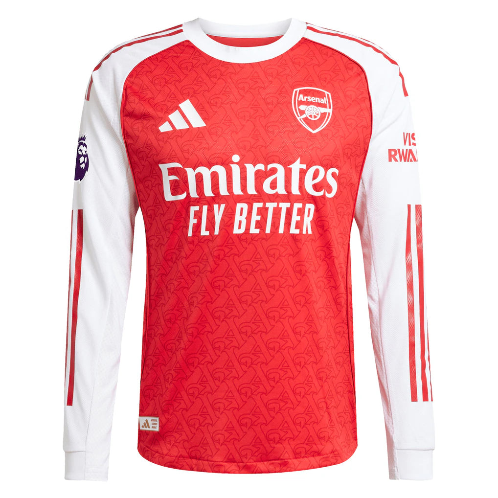Arsenal adidas 2025/26 Home Authentic Long Sleeve Jersey - Red
