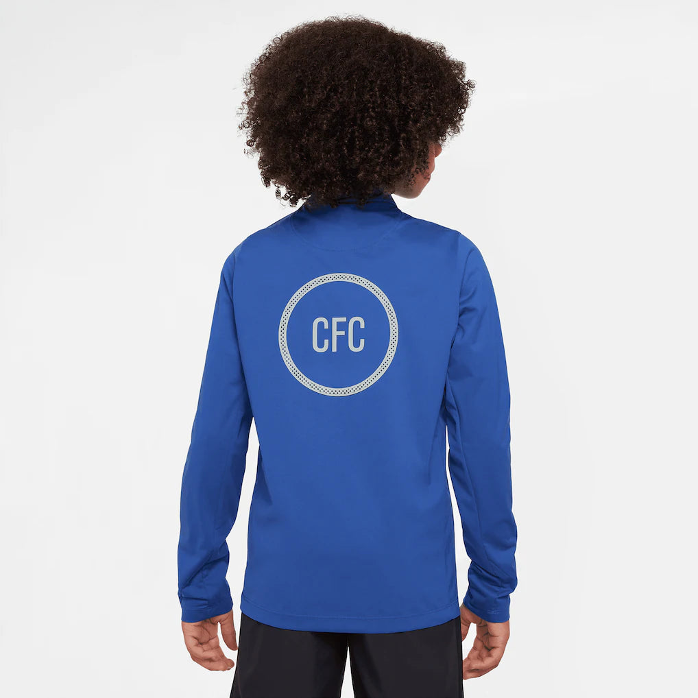 Chelsea Nike Youth 2025/26 Strike Drill Quarter-Zip Dri-FIT Long Sleeve Top - Blue