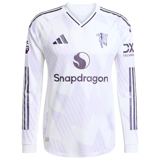 Kobbie Mainoo Manchester United adidas 2025/26 Away Authentic Long Sleeve Player Jersey - White