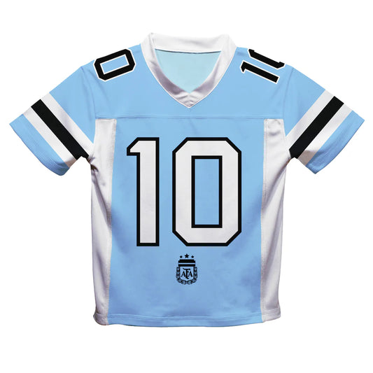 Lionel Messi Argentina National Team Vive La Fete  Football Jersey - Light Blue