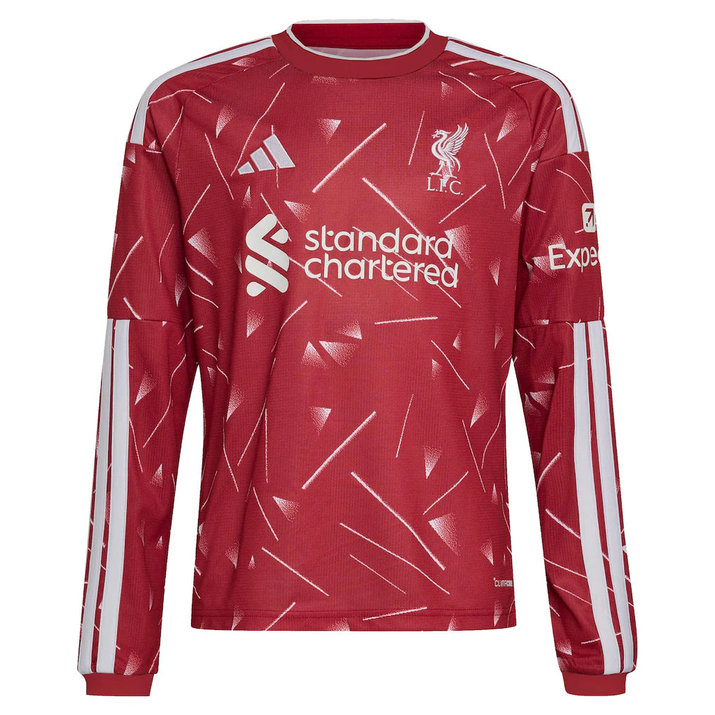 Liverpool adidas Youth 2026/27 Home Replica Long Sleeve Custom Jersey - Red